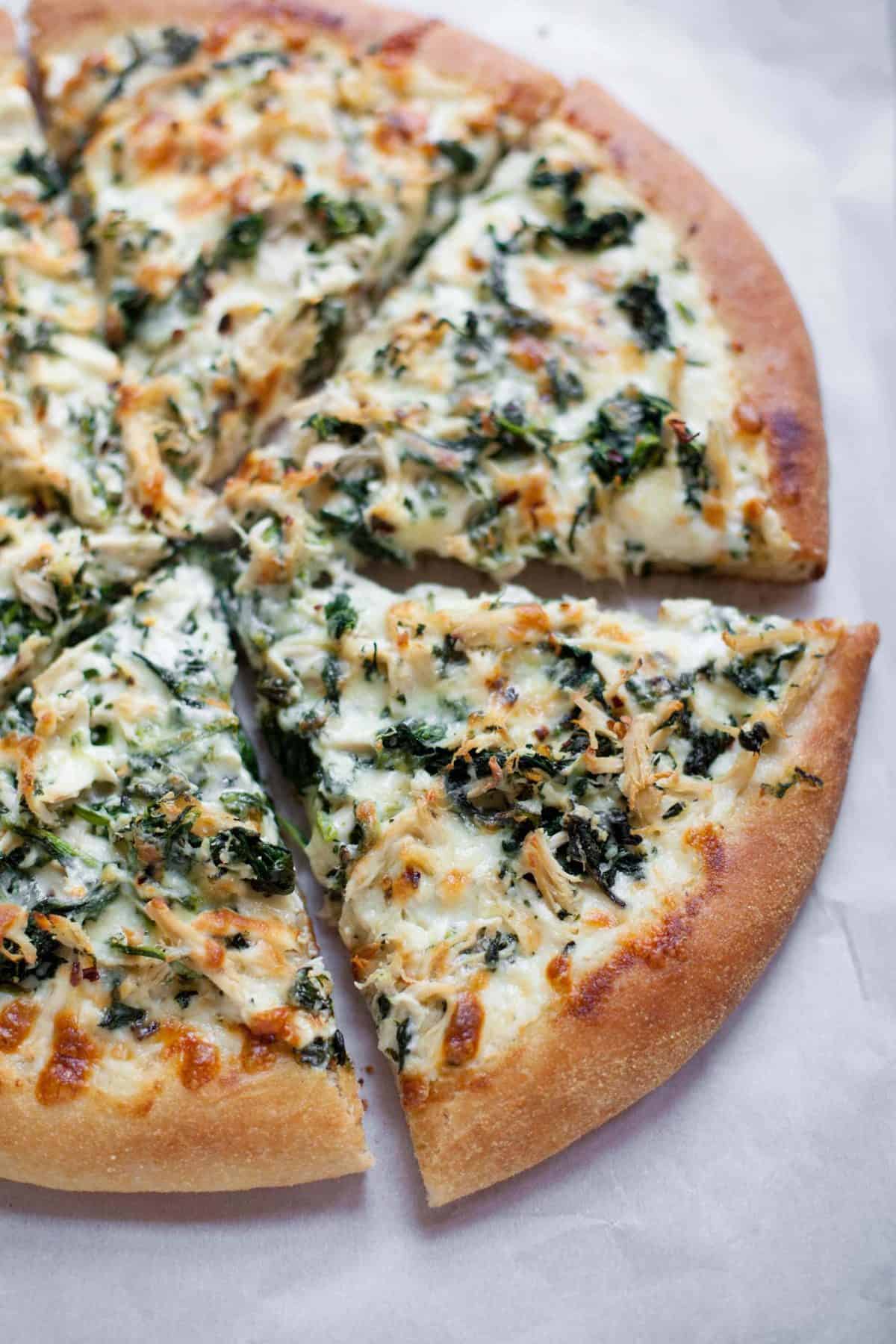 Chicken Spinach Alfredo Pizza