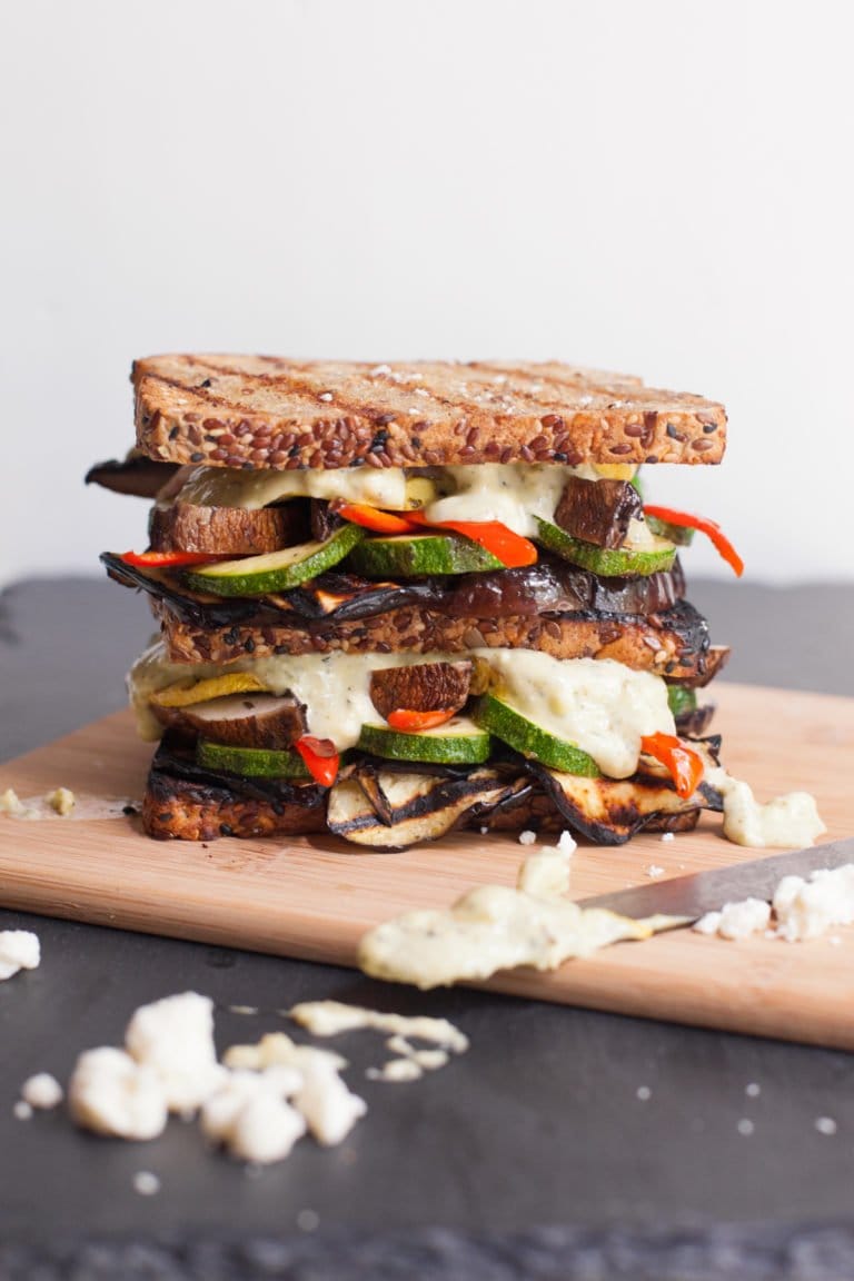 Grilled Veggie Sandwich with Pesto-Feta Mayo