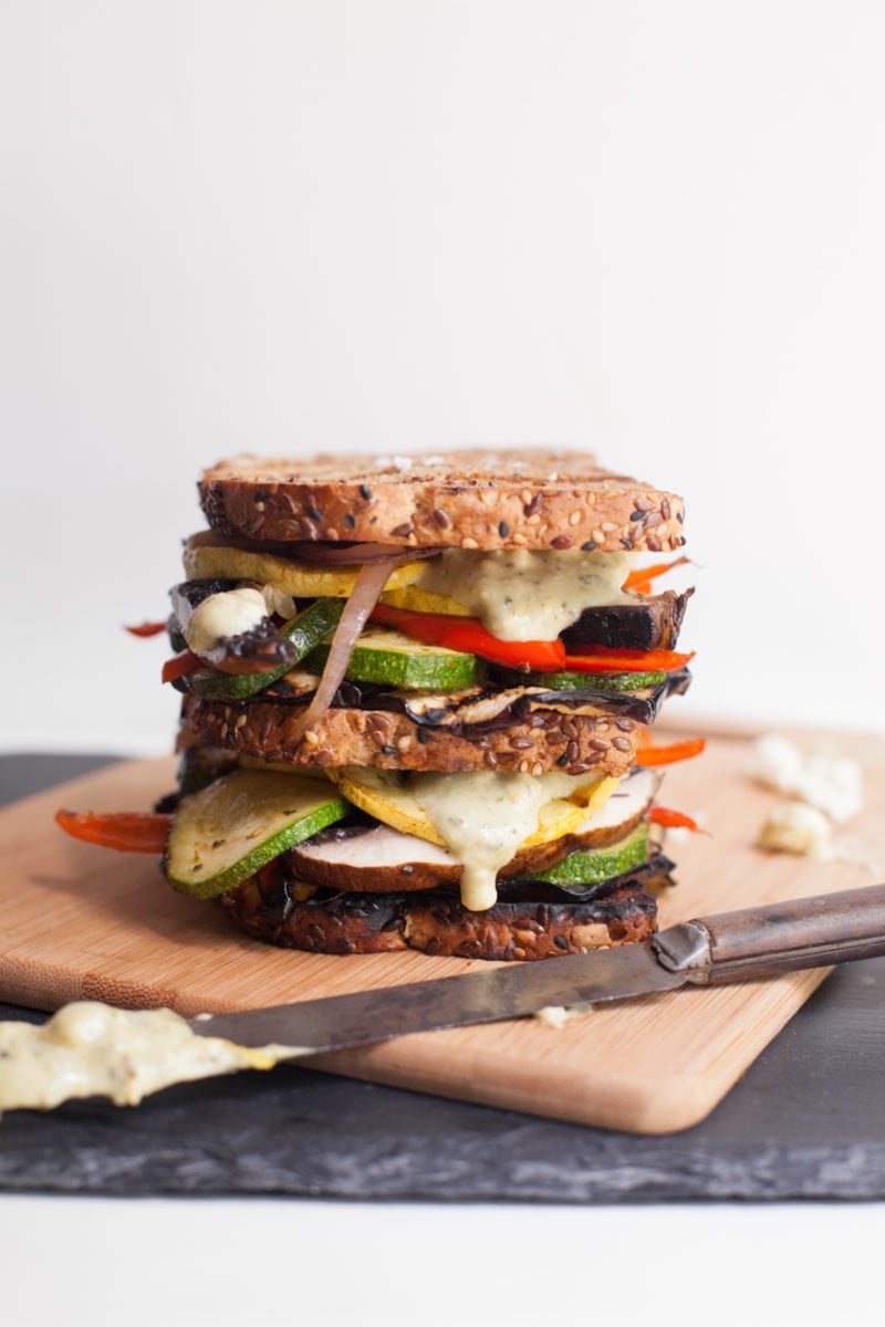 Grilled Veggie Sandwich with Pesto-Feta Mayo