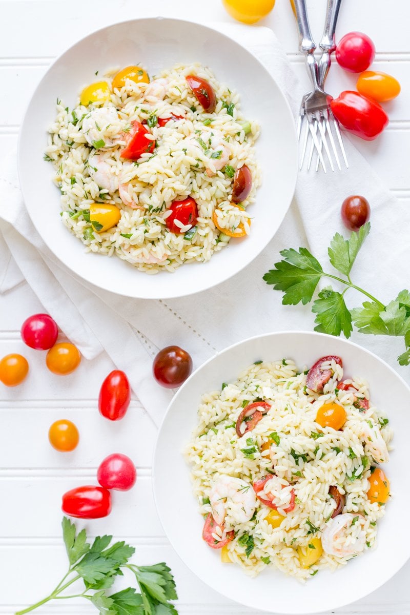 Lemon Orzo with Shrimp and Tomatoes