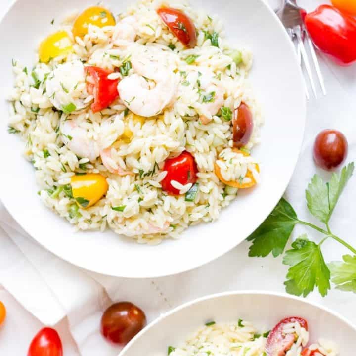 Lemon Orzo with Shrimp and Tomatoes