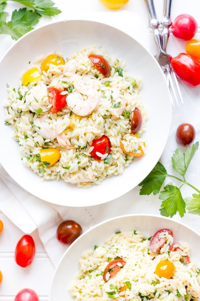 Lemon Orzo with Shrimp and Tomatoes