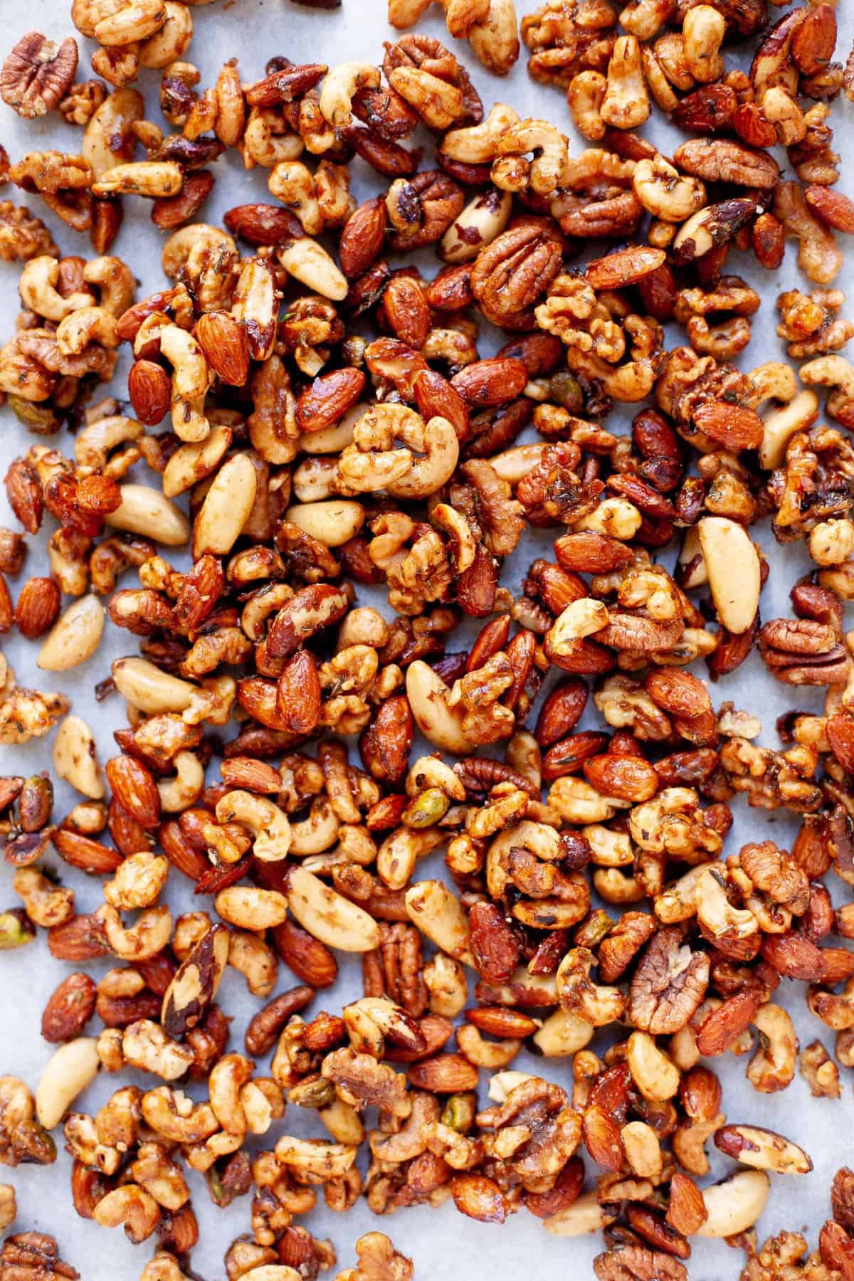 Maple Rosemary Bar Nuts on a white background