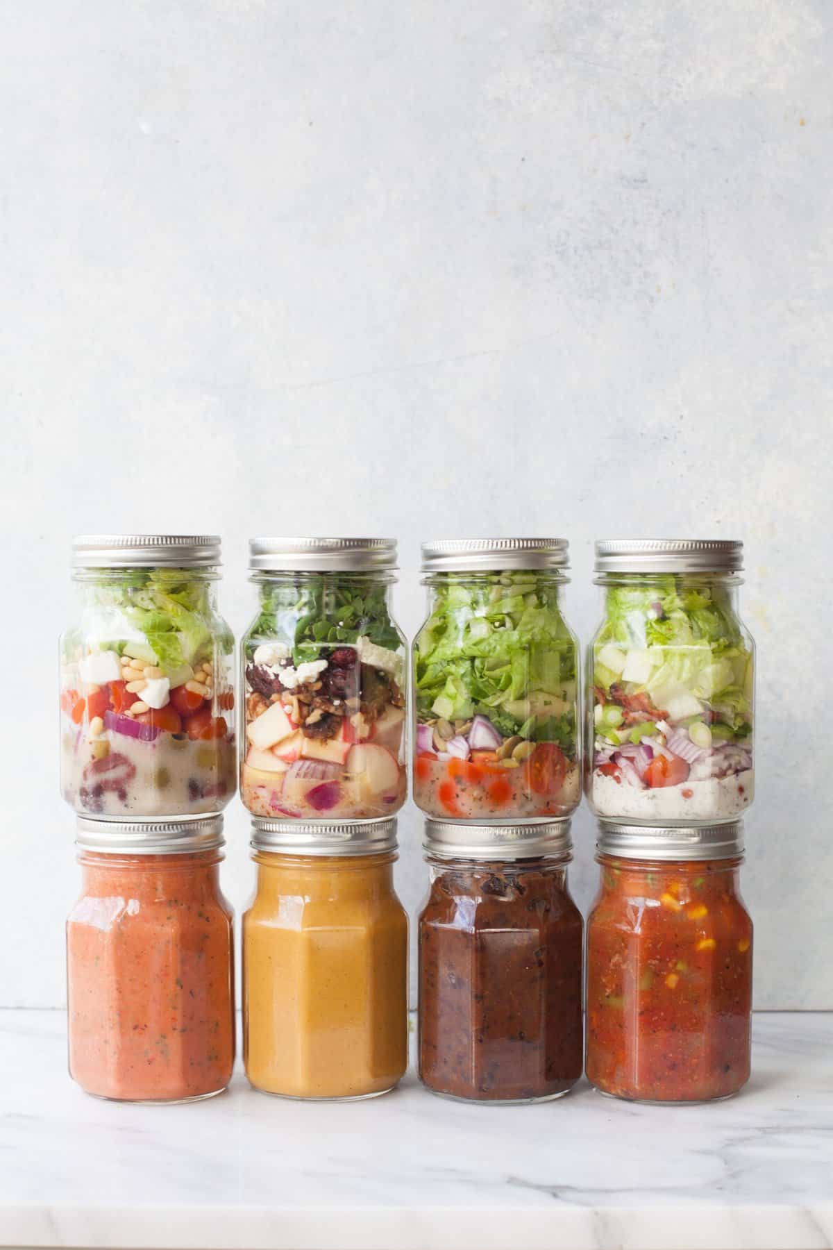 4 Soup and Salad Mason Jar Lunch Combos